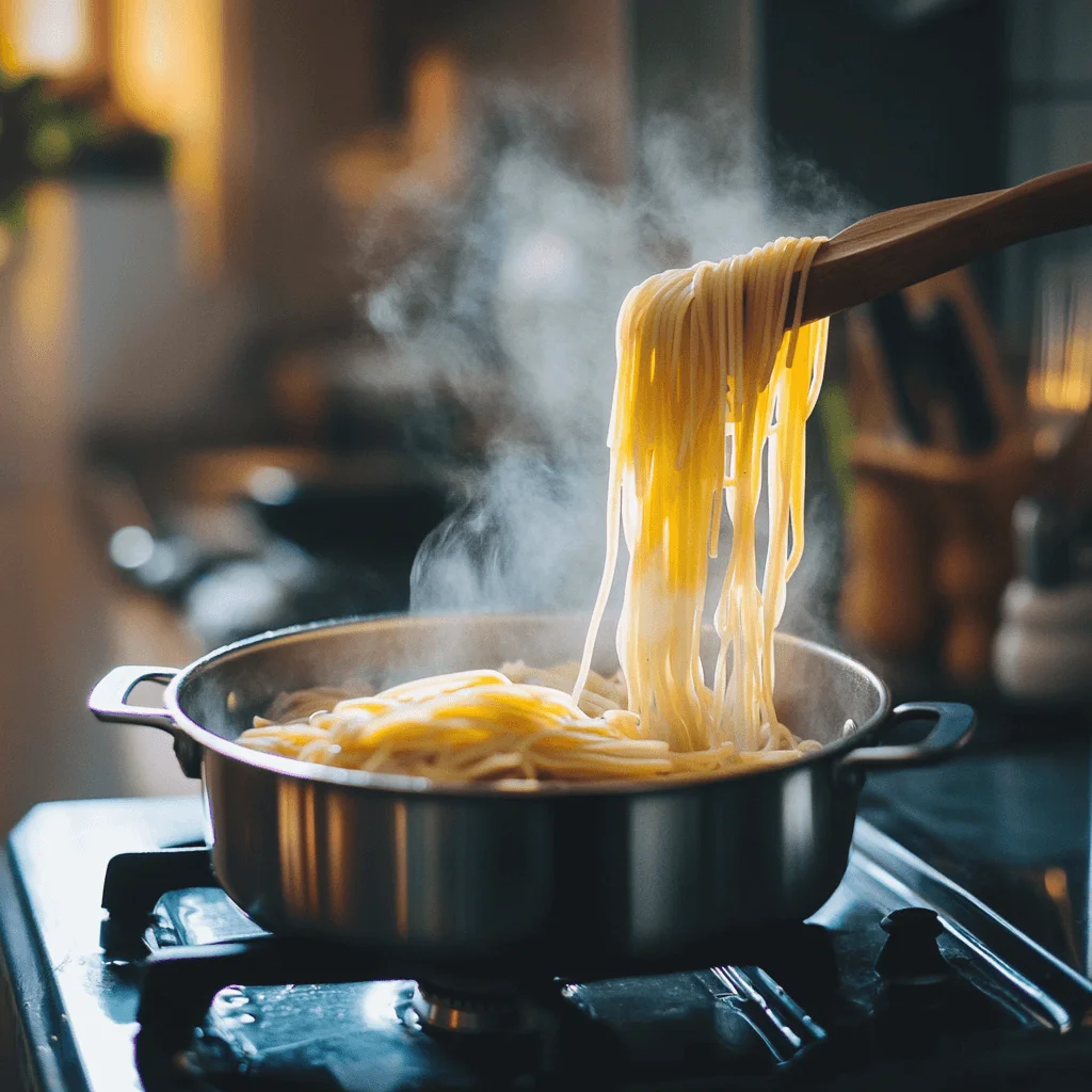 Cooking Capellini Pasta in a Pot-3d3f-4e2c-b8bd-48535b7aeba5_0 A pot of boiling water with Capellini pasta being added.